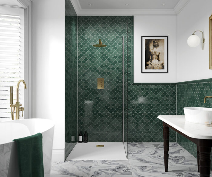 LBC Floor Standing Bath Shower Mixer Tap Brushed Brass