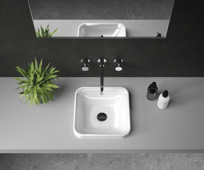 Heath Stone Square Inset Basin 370