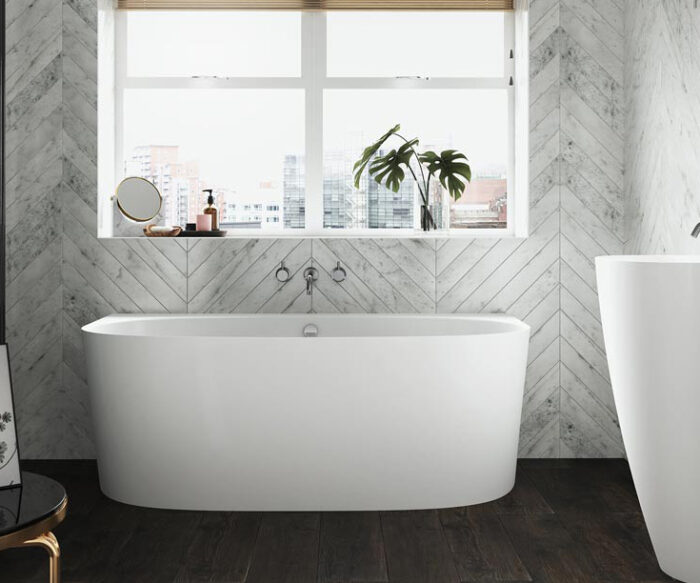 Lawrence Back to Wall Stone Freestanding Bath 1580 (with overflow)
