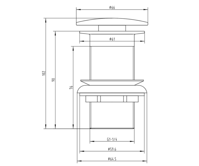 LBC Waste - Clicker Unslotted Basin - Brushed Brass