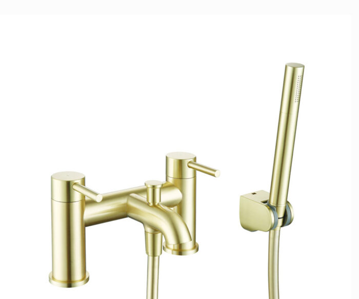 LBC Deck Mounted Bath Shower Mixer Tap Brushed Brass