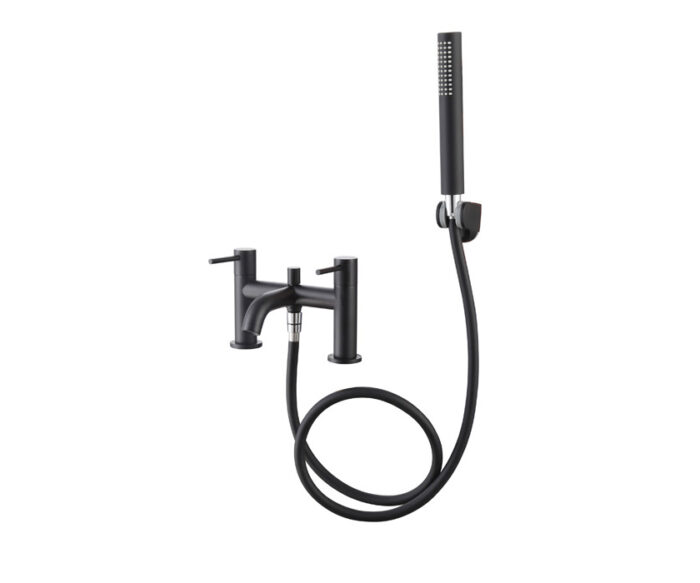 LBC Deck Mounted Bath Shower Mixer Tap Matt Black