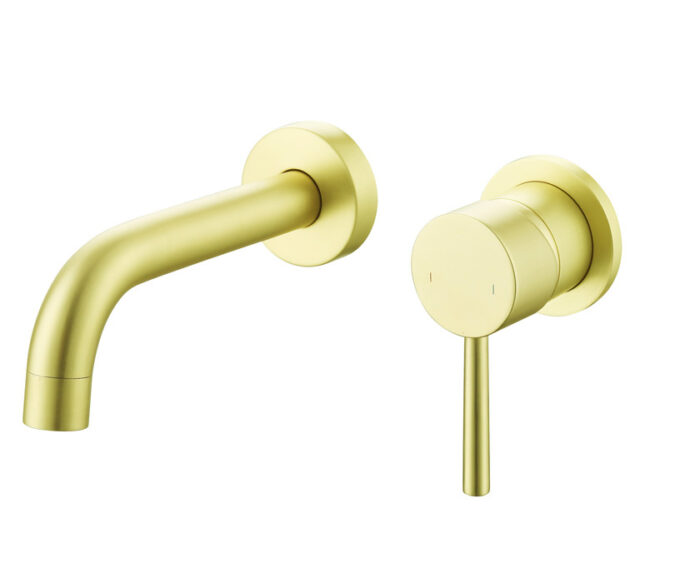 LBC Wall Mounted 2 Hole Basin Mixer Tap Brushed Brass