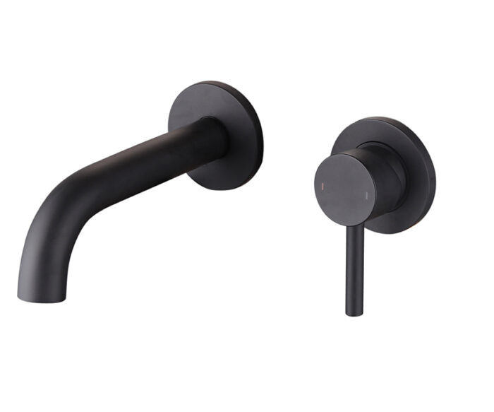 LBC Wall Mounted 2 Hole Basin Mixer Tap Matt Black