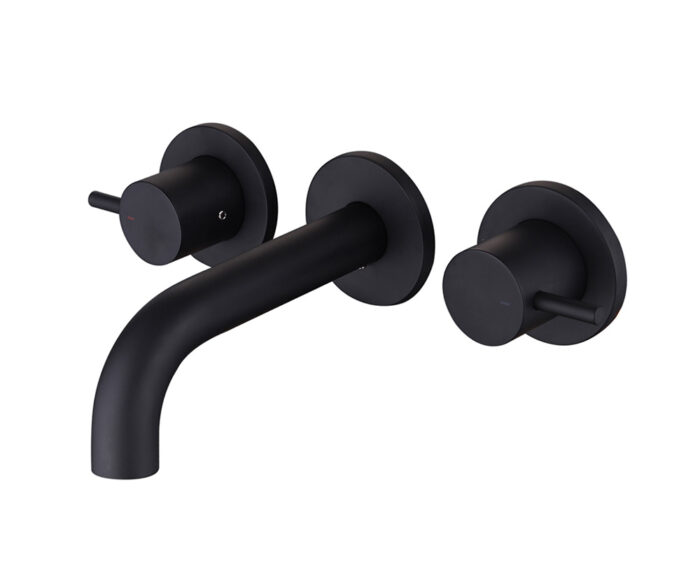 LBC Wall Mounted 3 Hole Basin Mixer Tap Matt Black