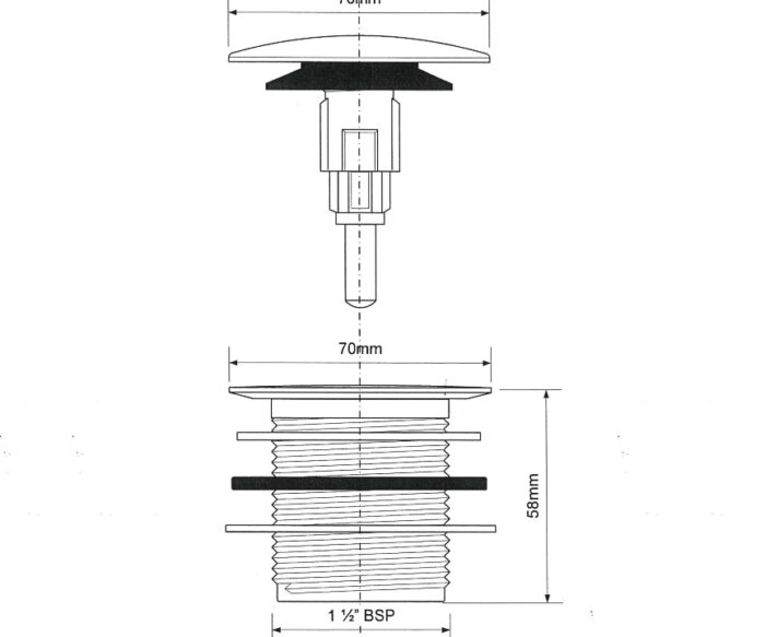 LBC Waste - Clicker Unslotted Bath - Brushed Brass