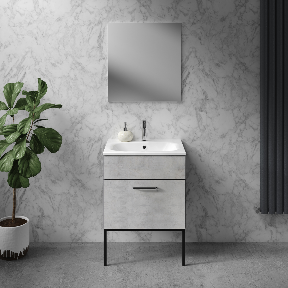 Morley Luxury Bathroom Vanity Unit 600 - Concrete Pillar