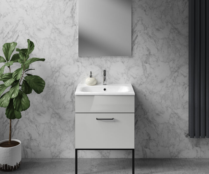 Morley Luxury Bathroom Vanity Unit 600 - Gloss Light Grey
