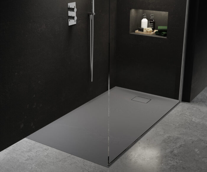 Turner Stone Texture Rectangular Shower Tray 1000 x 800 Matt Slate Grey