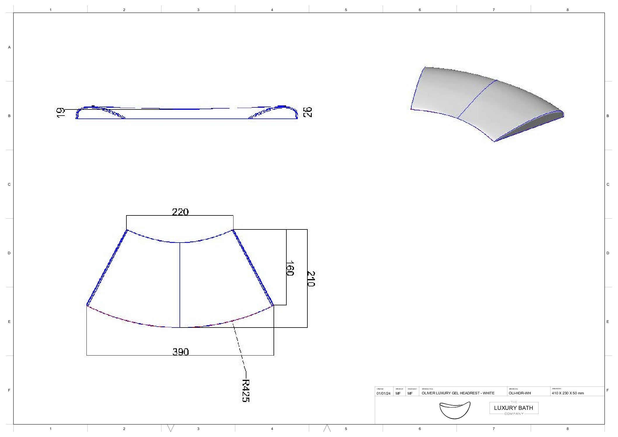 Hilliard Luxury Gel Head / Back Rest - White