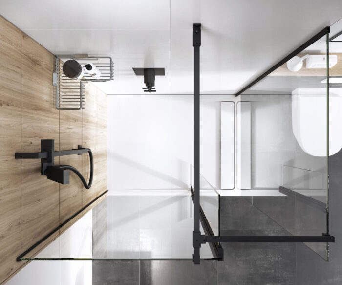 Moore Frameless Shower Panel – Matt Black