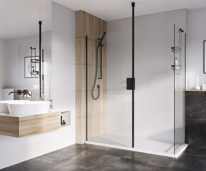 Moore Frameless Shower Panel – Matt Black