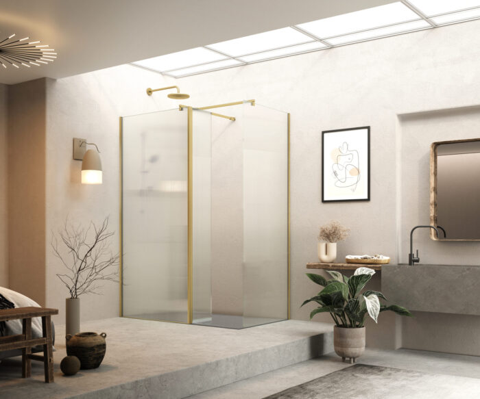 Moore Frameless Shower Panel – Brushed Brass