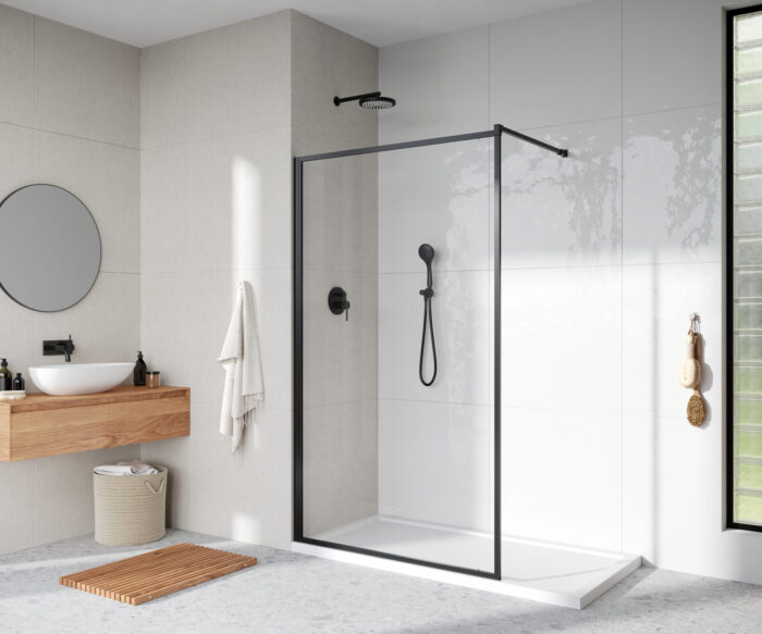 Quinn Framed Shower Panel - Matt Black